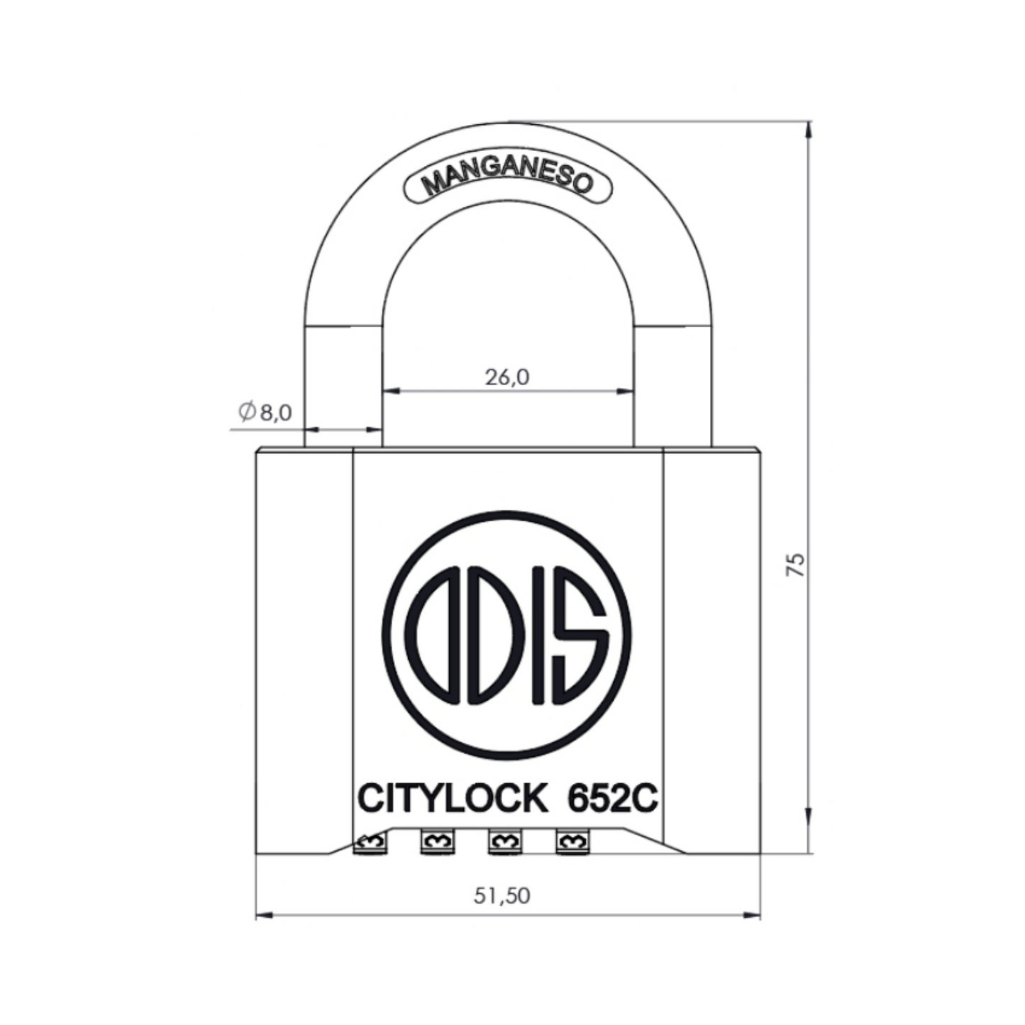 Candado Odis Citylock 652C 52mm Combinación