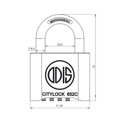 Candado Odis Citylock 652C 52mm Combinación