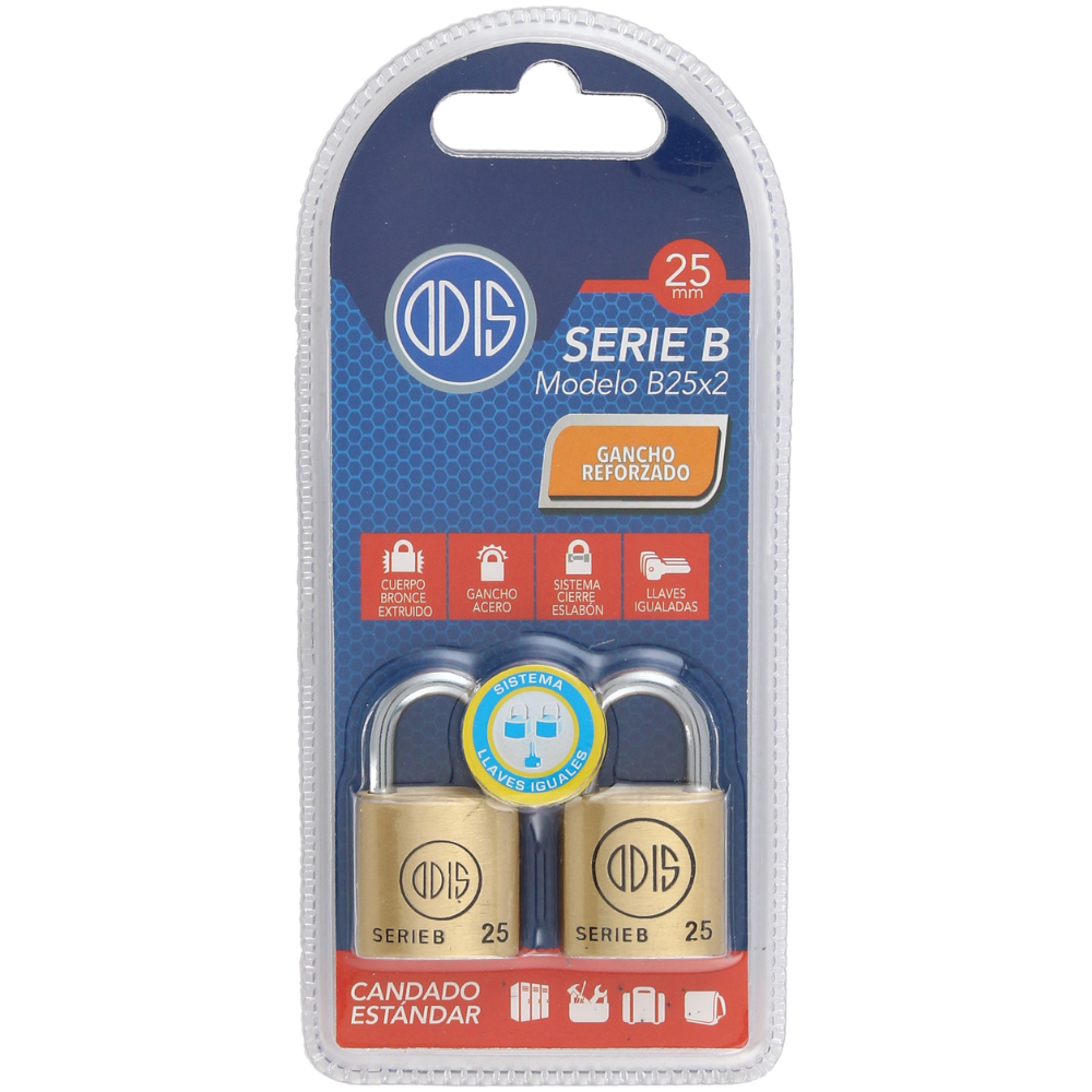 Pack 2 Candados Odis B25 25mm - Llaves Iguales