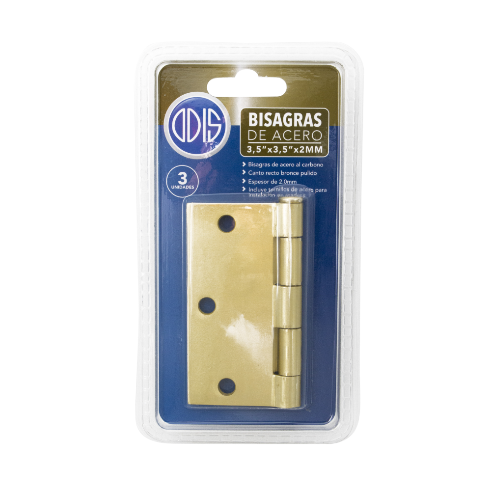 Pack 3 Bisagra Acero Odis 3,5” x 3,5”x 2,0mm - Bronce