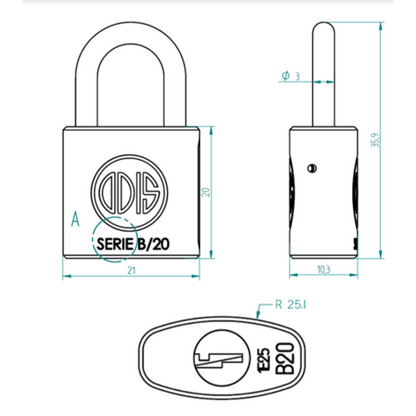 Candado Odis B20 20mm