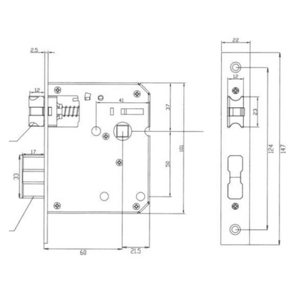 Cuerpo embutir compacto B60 mecanismo semi-automático (para cerradura digital 7700)