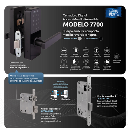 Cuerpo embutir compacto B60 mecanismo semi-automático (para cerradura digital 7700)