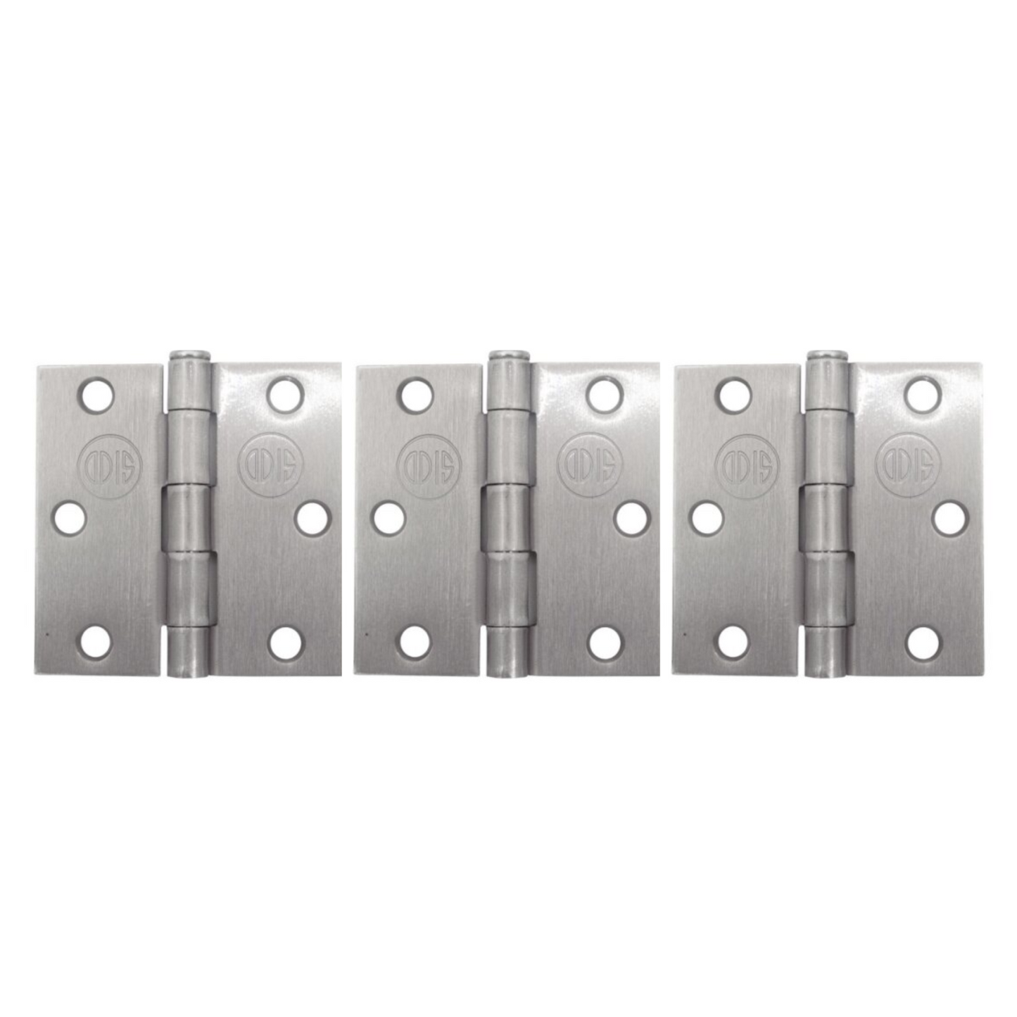 Pack 3 Bisagras Acero Odis 3”X 3”X 2.0mm canto recto - Plata