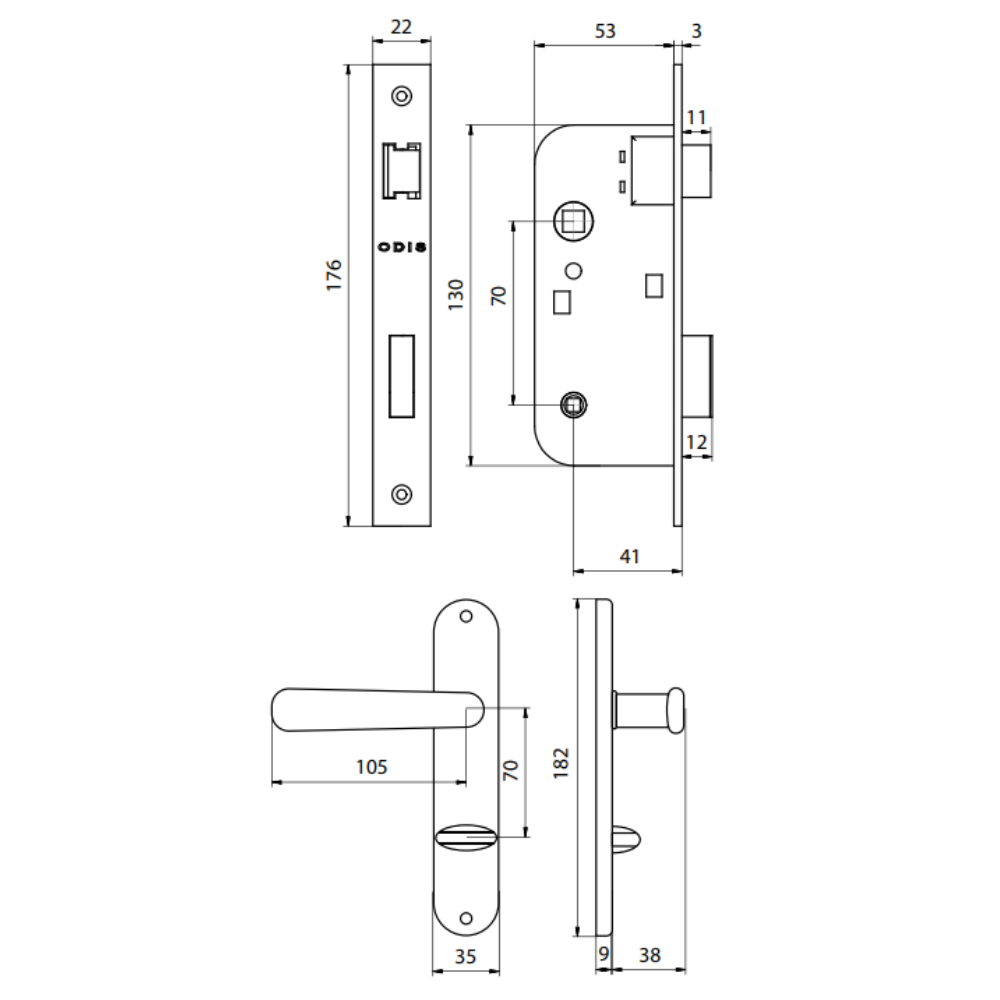 Cerradura Embutir Odis Simona 7040 Baño - Bronce