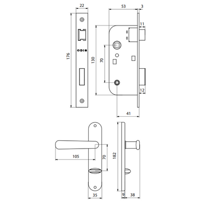 Cerradura Embutir Odis Simona 7040 Baño - Bronce