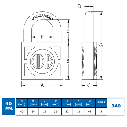 Pack 2 Candados Odis 340 40 mm - Llaves Iguales