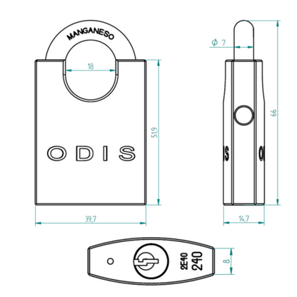 Candado Odis 240 con Hombros 40mm