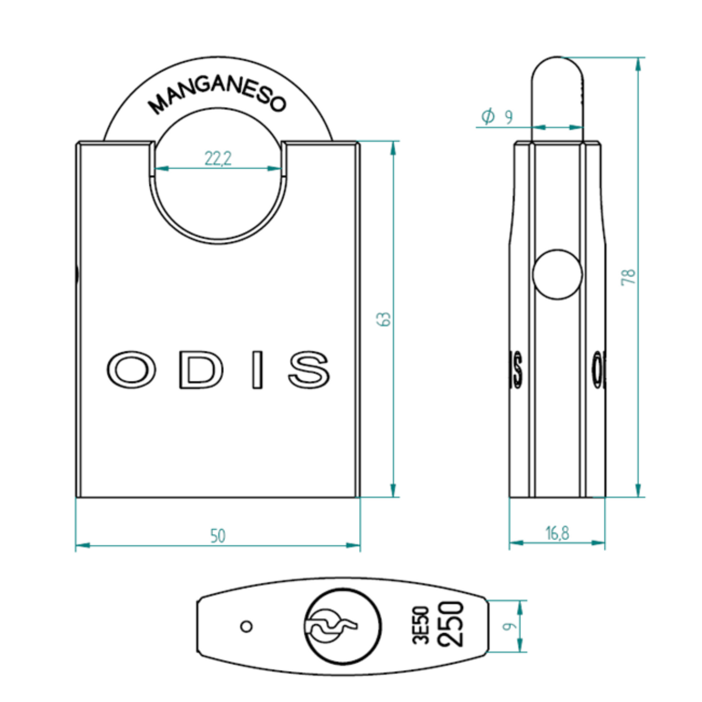 Candado Odis 250 Hombros 50mm