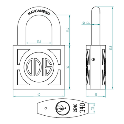 Pack 4 Candados Odis 340 40mm - Llaves Iguales