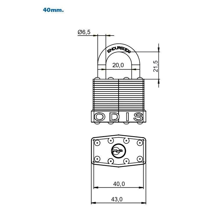 Candado Laminado Odis 40mm Acero Zincado