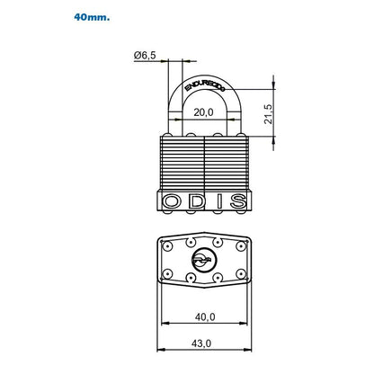 Candado Laminado Odis 40mm Acero Zincado