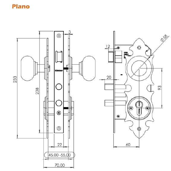 Cerradura Embutir Oister Trancura Interior