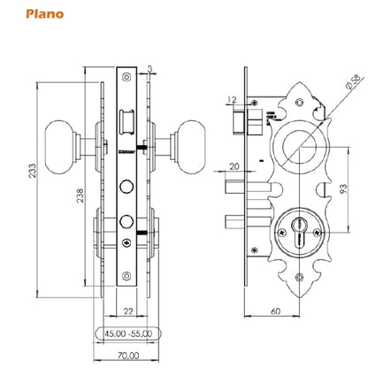 Cerradura Embutir Oister Trancura Interior