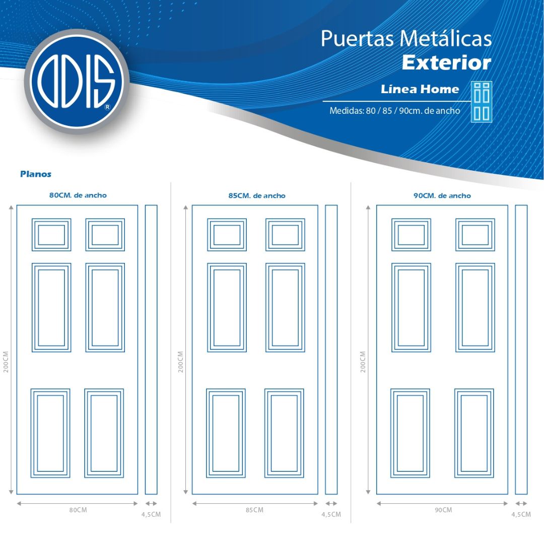 Puerta Residencial Metálica Línea Home Ciprés 85 x 200 cms