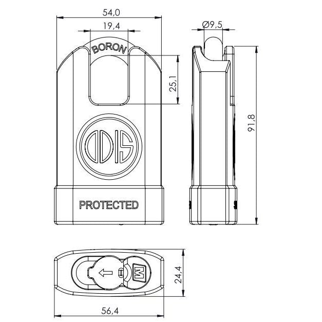 Candado Odis M50S Protected 54mm con Hombros