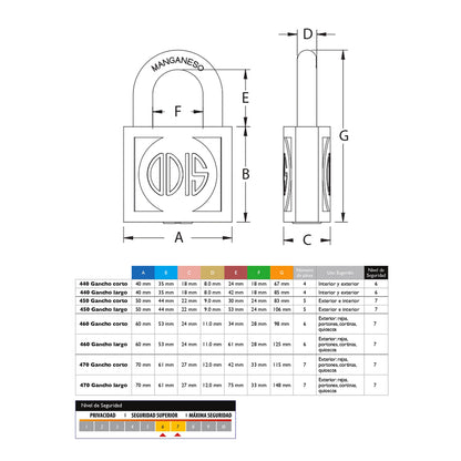 Candado Odis 440 40mm Gancho Largo
