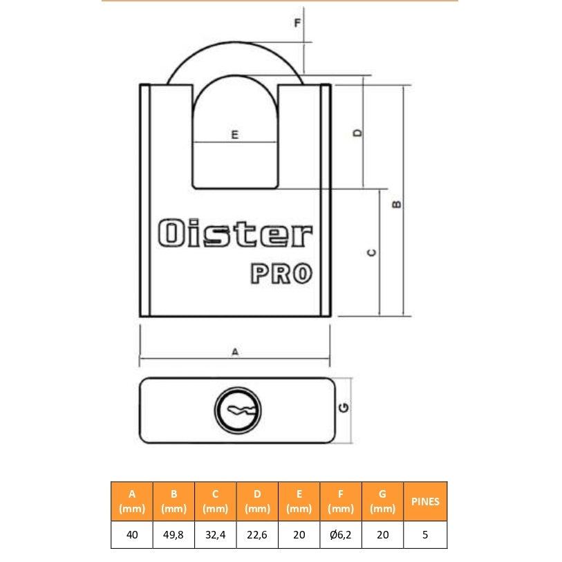 Pack 30 Candados Oister Pro con Hombros 40mm