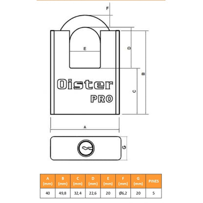 Pack 30 Candados Oister Pro con Hombros 40mm