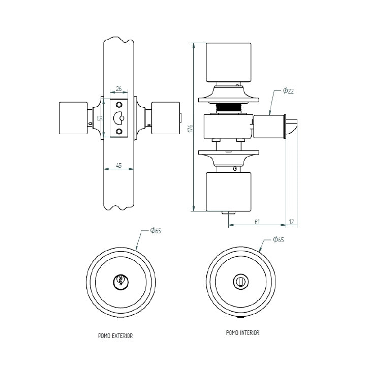 Cerradura Cilíndrica Odis 205 Dormitorio - Plata