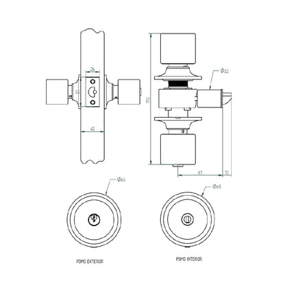 Cerradura Cilíndrica Odis 205 Dormitorio - Plata