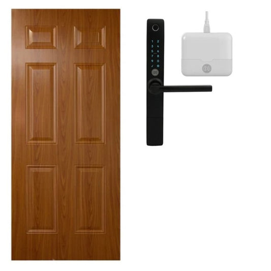 Pack Digital Ciprés: Puerta Metálica 85x200cm + Cerradura Digital Inteligente Odis Smart 8900 + Hub