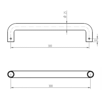 Tirador Doble tipo 9380 Set 25x300mm - Plata