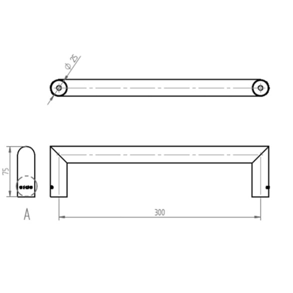 Tirador Odis tipo 9480 25x300mm - Plata