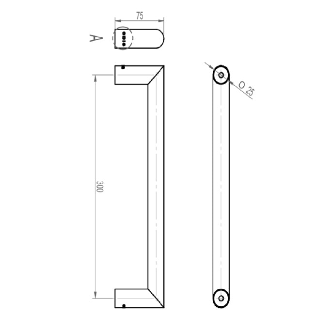 Tirador Doble Odis 9480 25x300mm - Plata