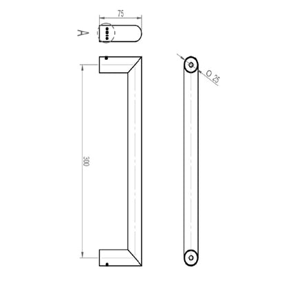 Tirador Doble Odis 9480 25x300mm - Plata