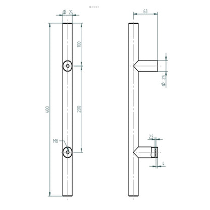 Tirador 9680 25x200mm