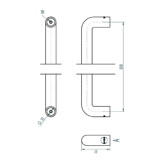 Tirador Doble Odis 9380 30x800mm - Plata