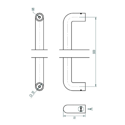 Tirador Doble Odis 9380 30x800mm - Plata