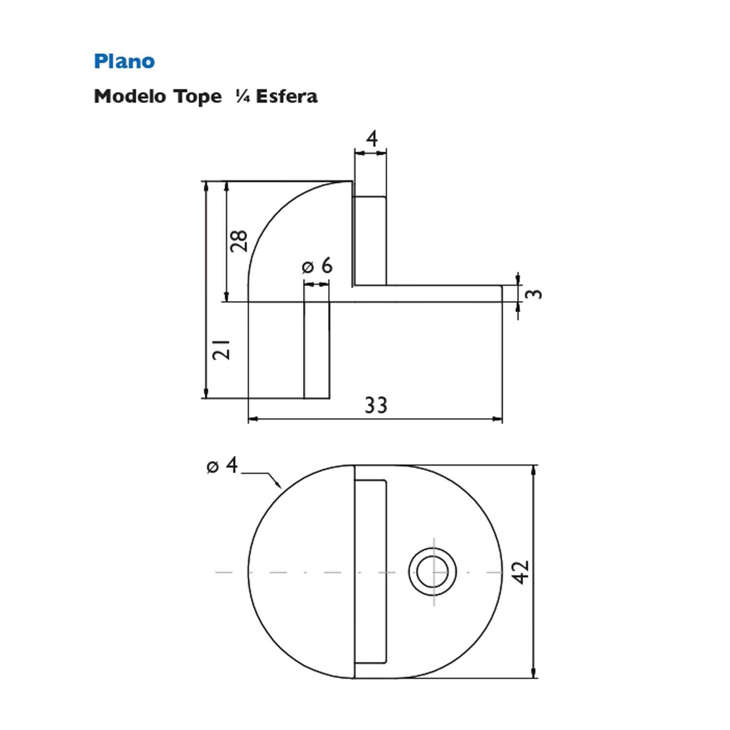 Tope Puerta Odis 1/4 Esfera - Plata